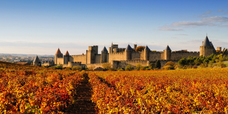 The emblematic Carcassonne castle, located 15 minutes from the Château Borie Neuve in Badens