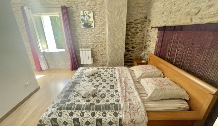 Habitación con dos camas, casa rural de viticultor de garnacha en alquiler en Château Borie Neuve en Baden, Aude