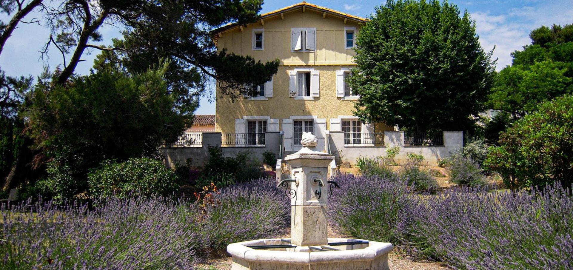 Entrance to Château Borie Neuve in Badens, Aude